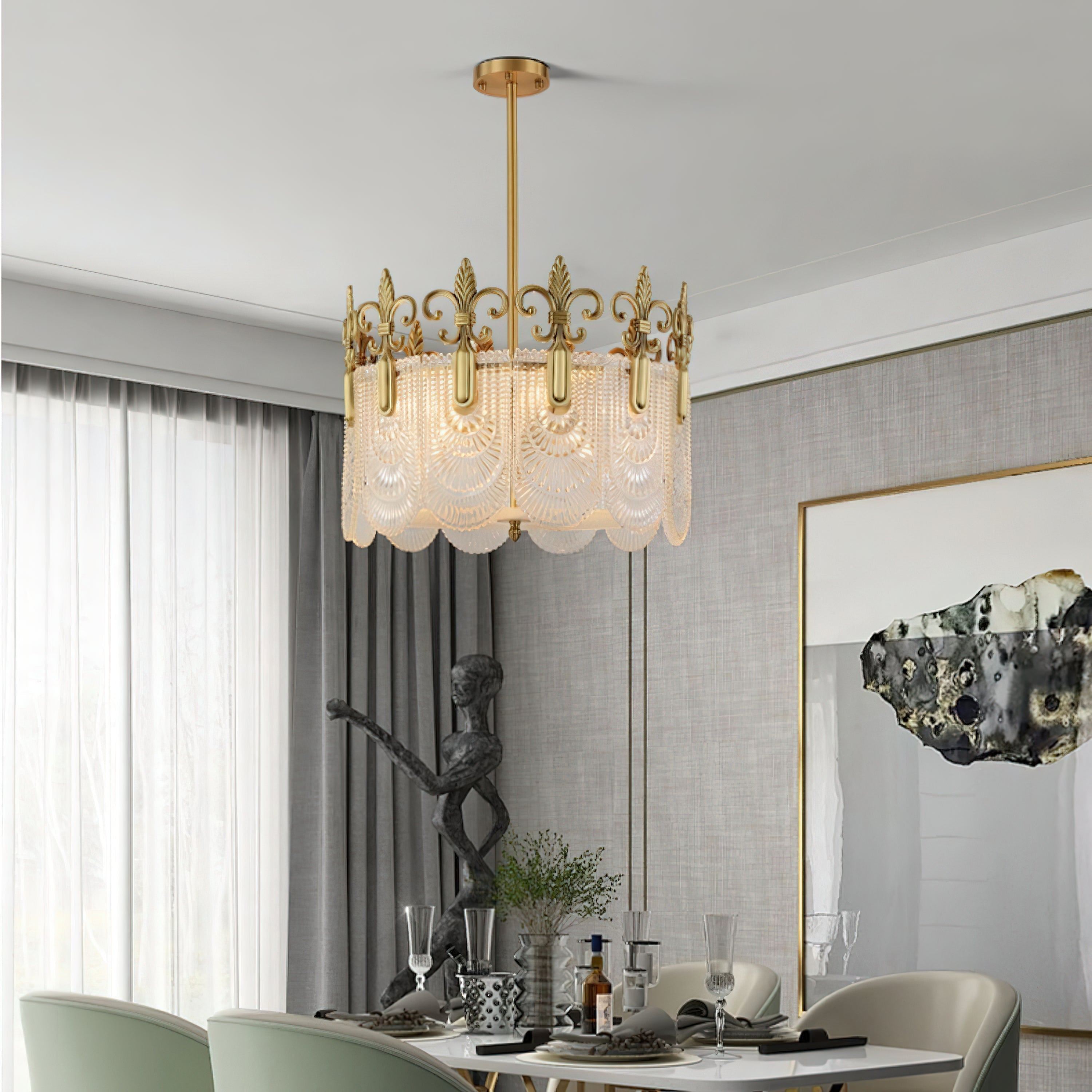 Cashaor Postmodern Luxury Brass Glass Chandelier - Letslighting