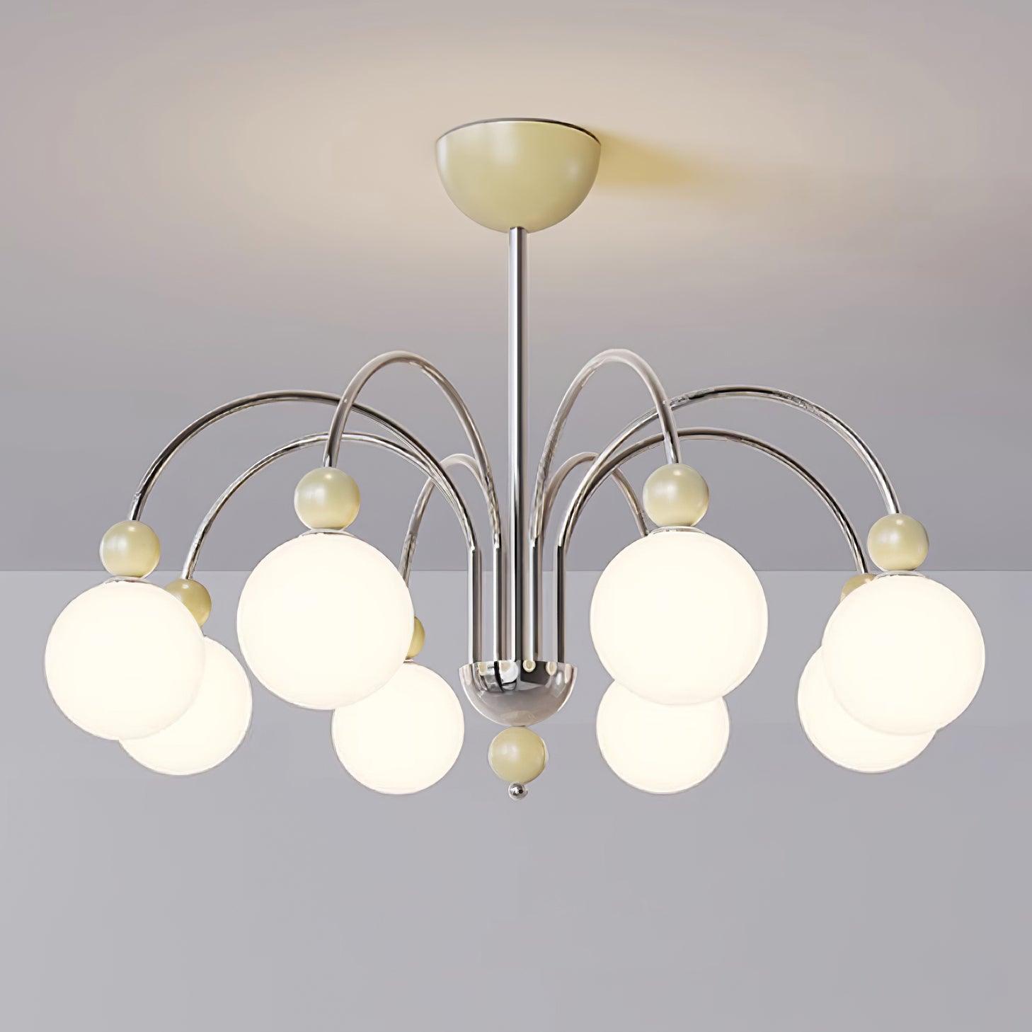Vierra Carisa Chandelier Red Orb Chrome Curved Arms - Letslighting