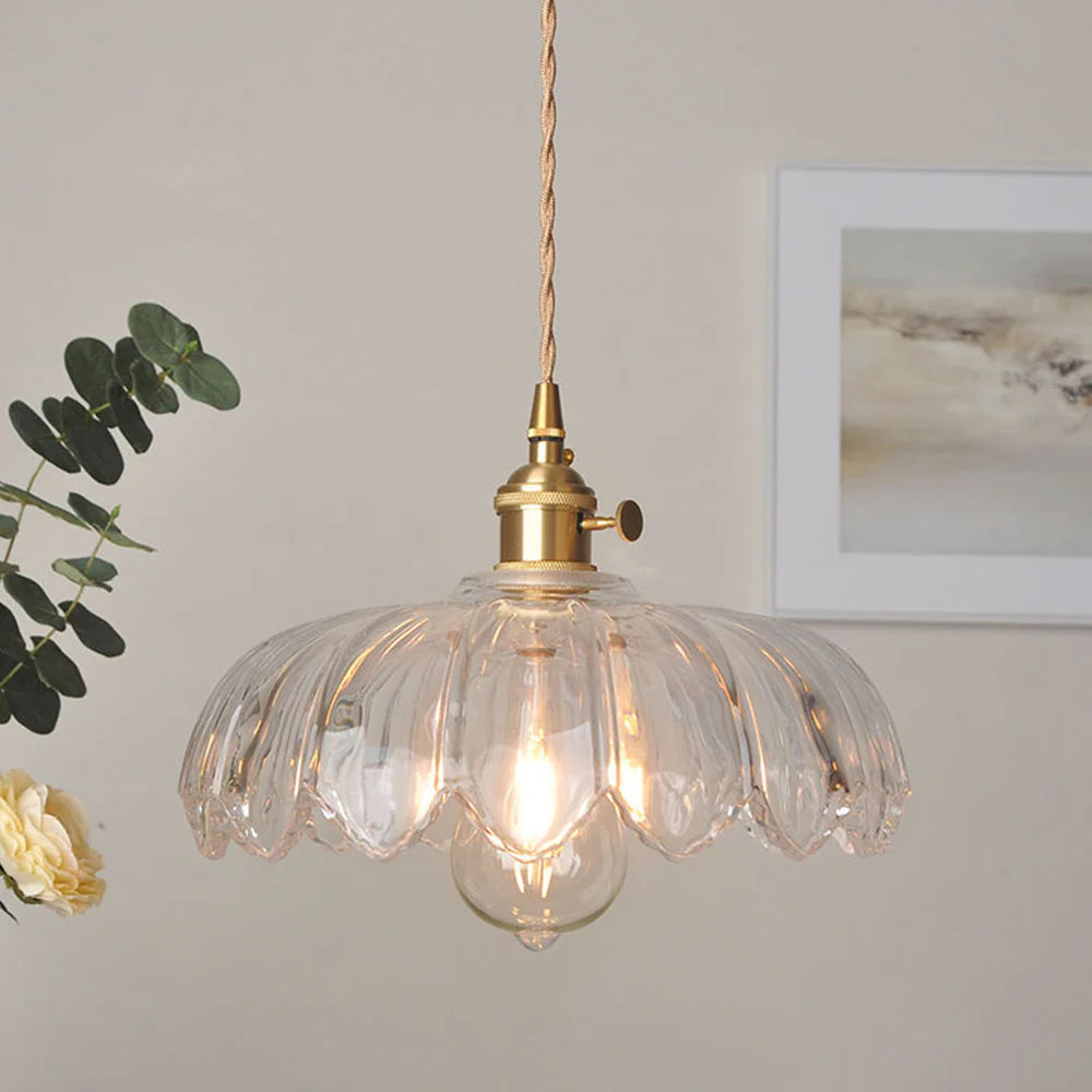 Valentina Retro LED Flower Pendant Light Glass Metal Dining Room - Letslighting