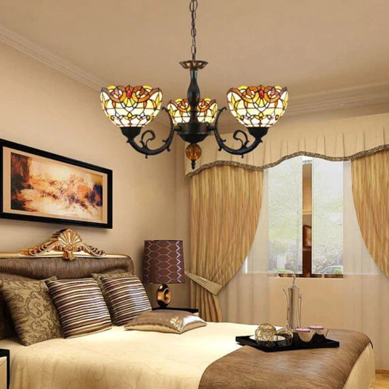 Tiffany Vintage LED Chandelier Multicolor Glass Living Room - Letslighting