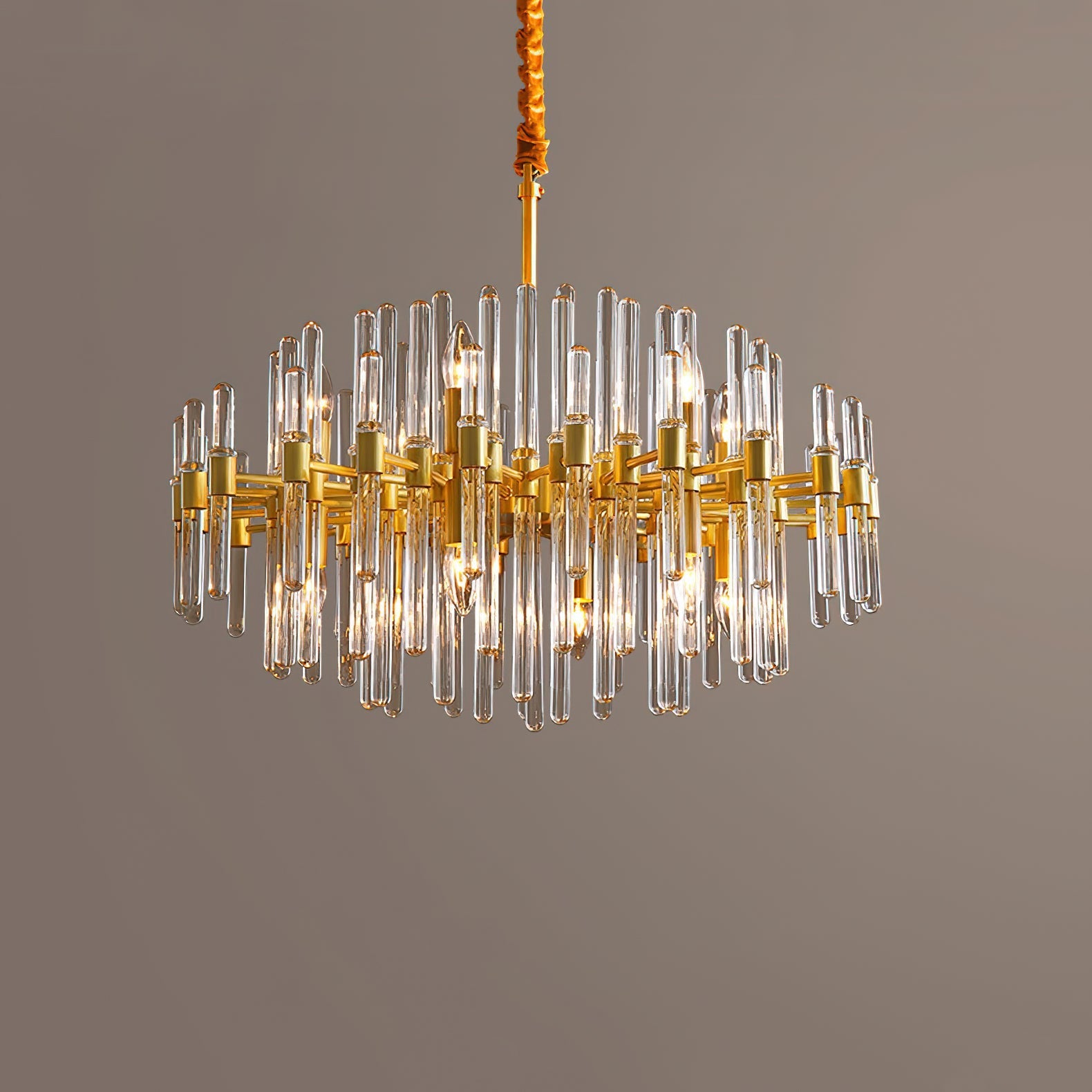 Solara Chandelier Antique Brass Starburst - Letslighting