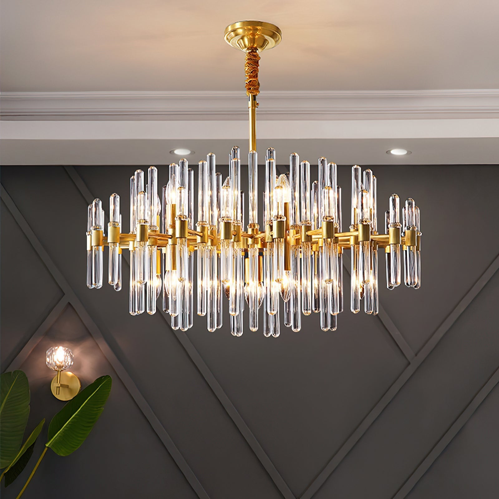 Solara Chandelier Antique Brass Starburst - Letslighting