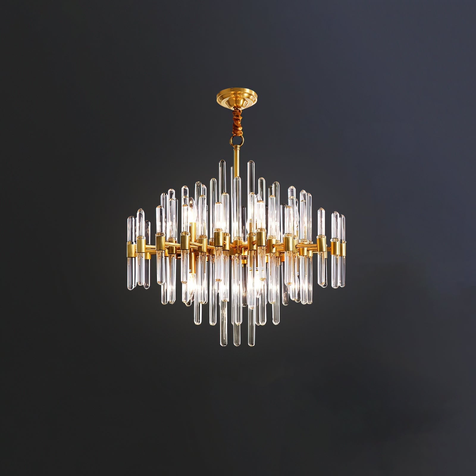 Solara Chandelier Antique Brass Starburst - Letslighting