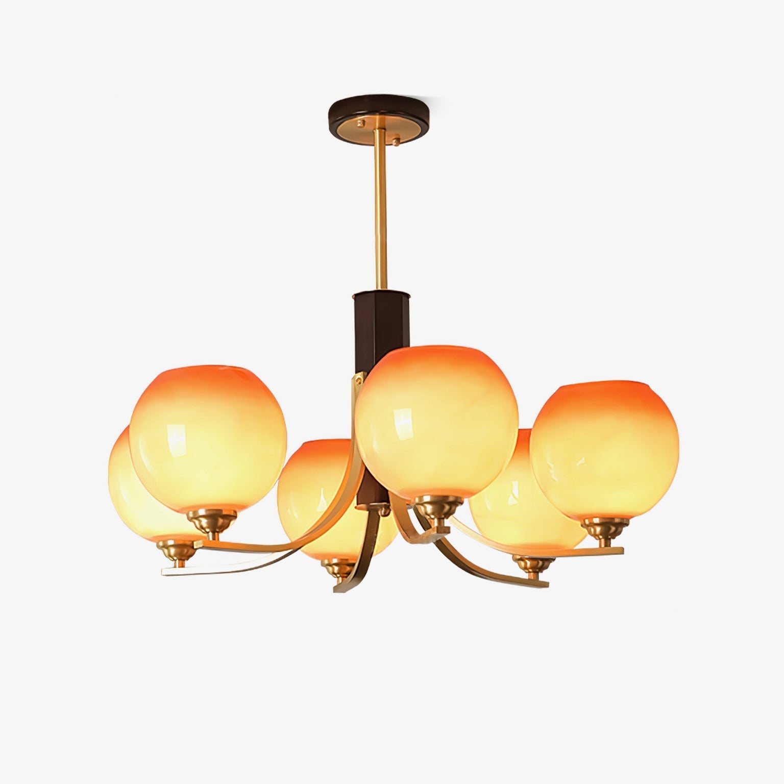 Aurora Chandelier Vintage Caramel Globe - Letslighting