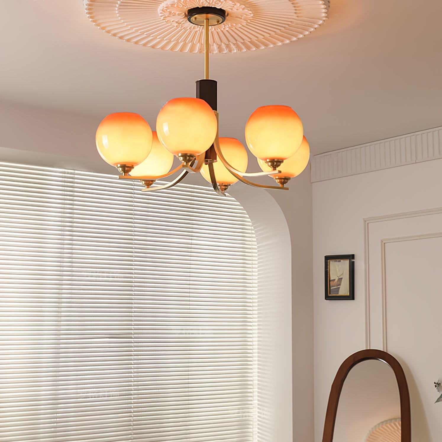Aurora Chandelier Vintage Caramel Globe - Letslighting
