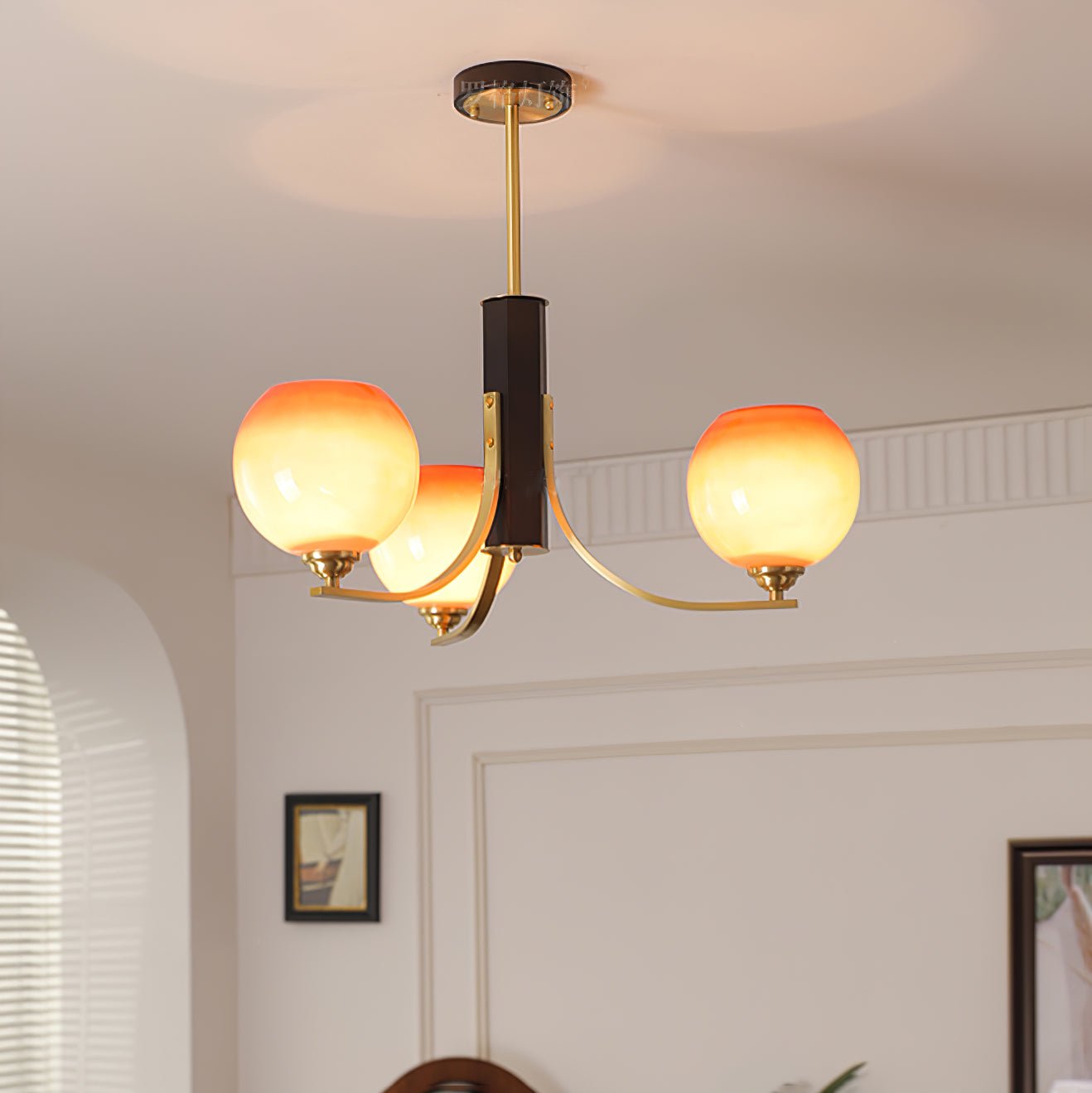 Aurora Chandelier Vintage Caramel Globe - Letslighting