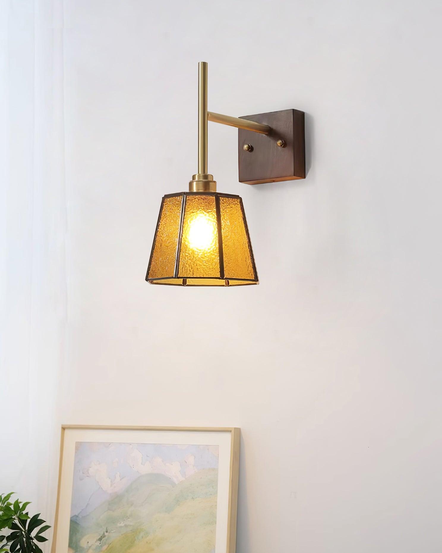 Vintage Wall Lamp Moir Amber Glass - Letslighting