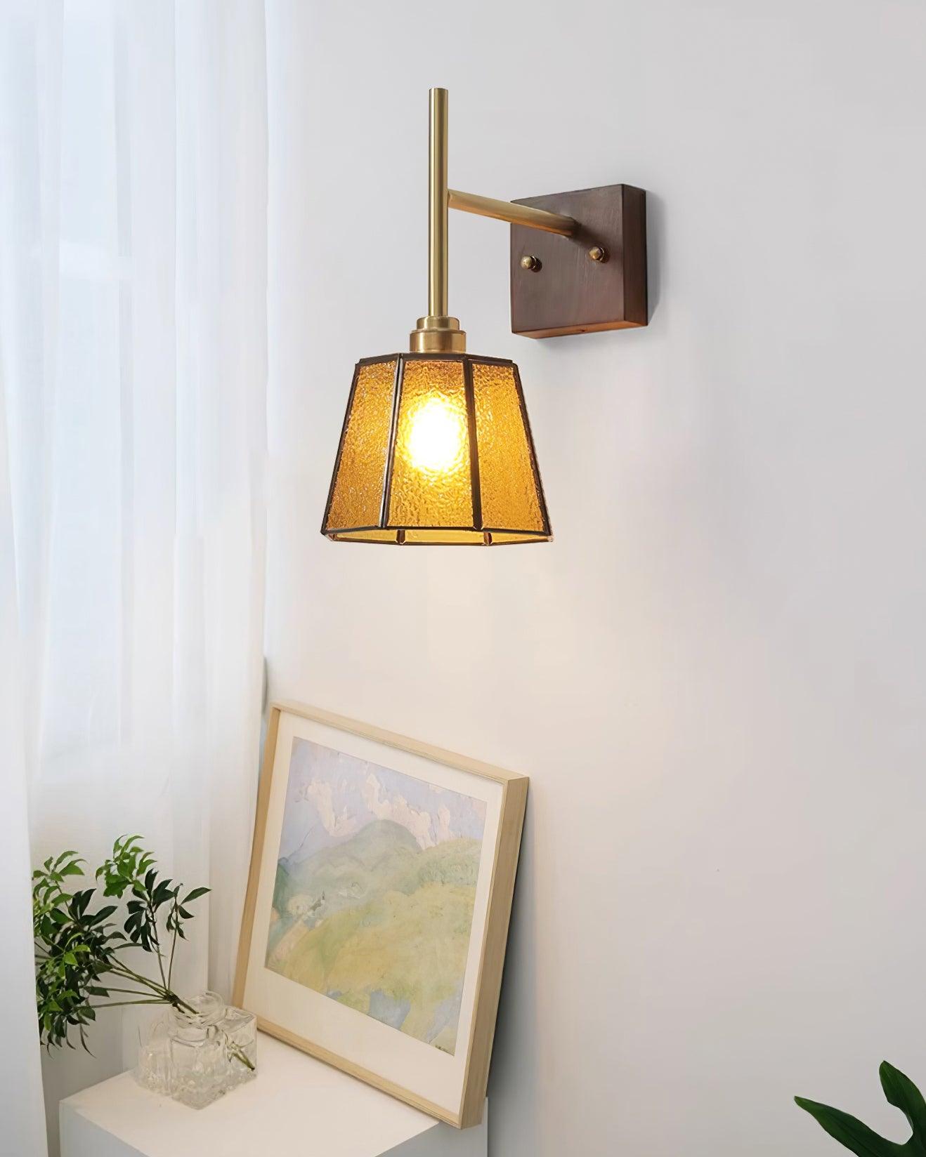 Vintage Wall Lamp Moir Amber Glass - Letslighting