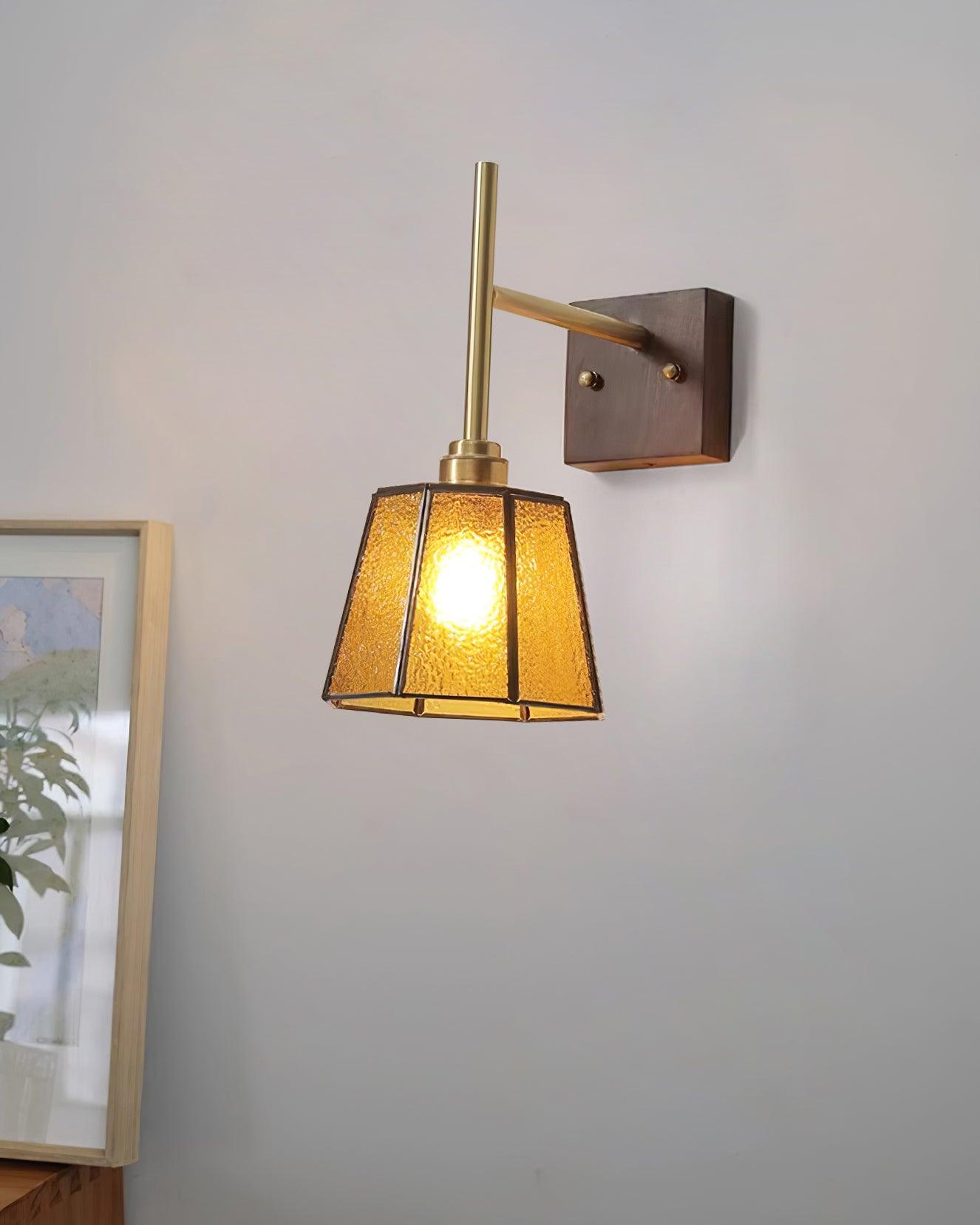 Vintage Wall Lamp Moir Amber Glass - Letslighting