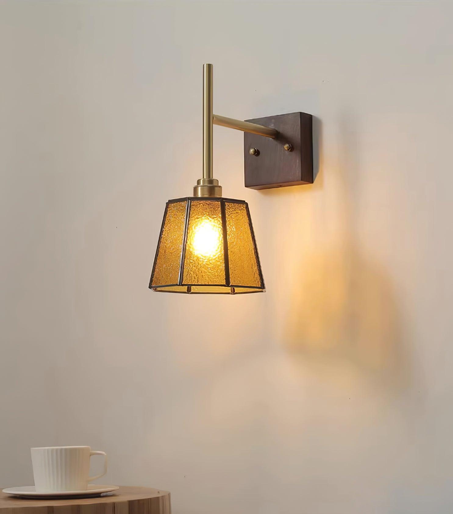 Vintage Wall Lamp Moir Amber Glass - Letslighting