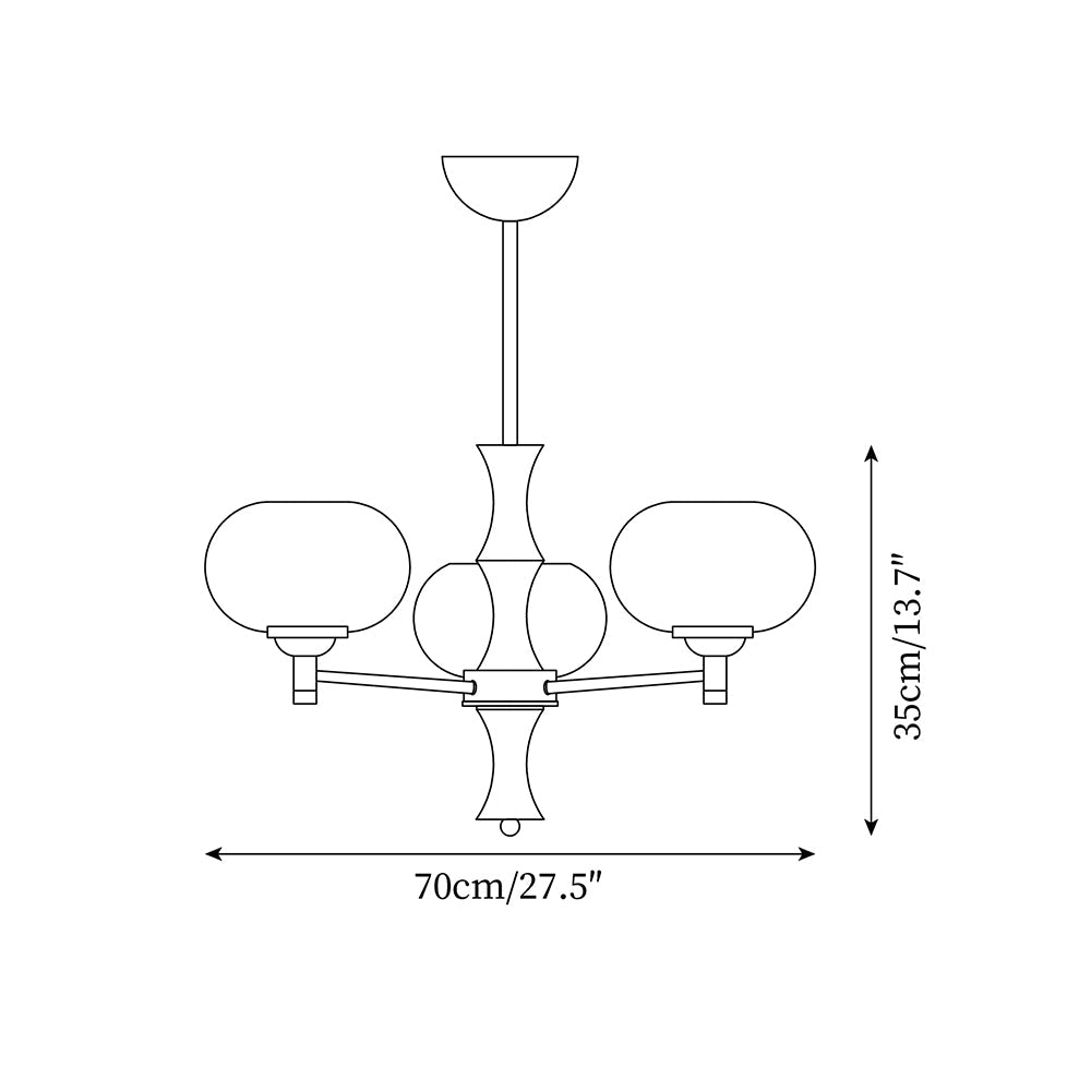 Chandelier Caramel Glass Globes Walnut Wood Arms Vintage - Letslighting