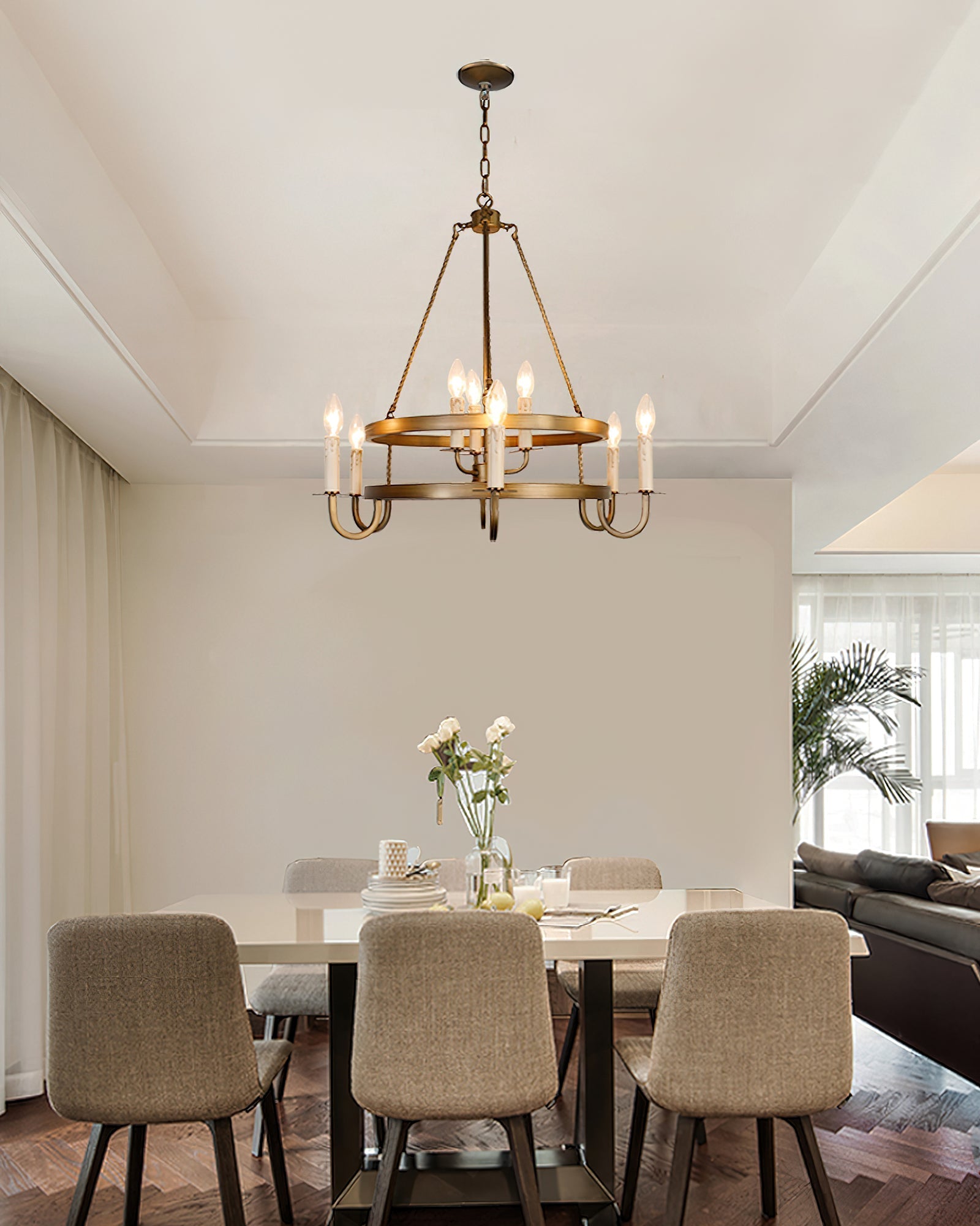 Vintara Brass Candle Chandelier - Letslighting