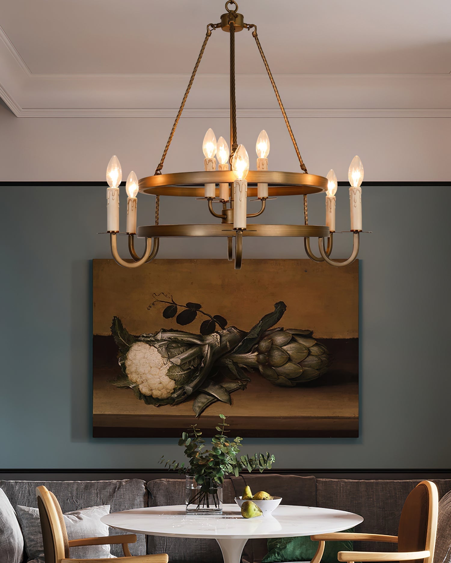 Vintara Brass Candle Chandelier - Letslighting