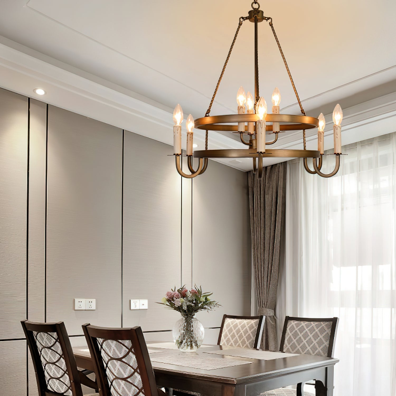 Vintara Brass Candle Chandelier - Letslighting
