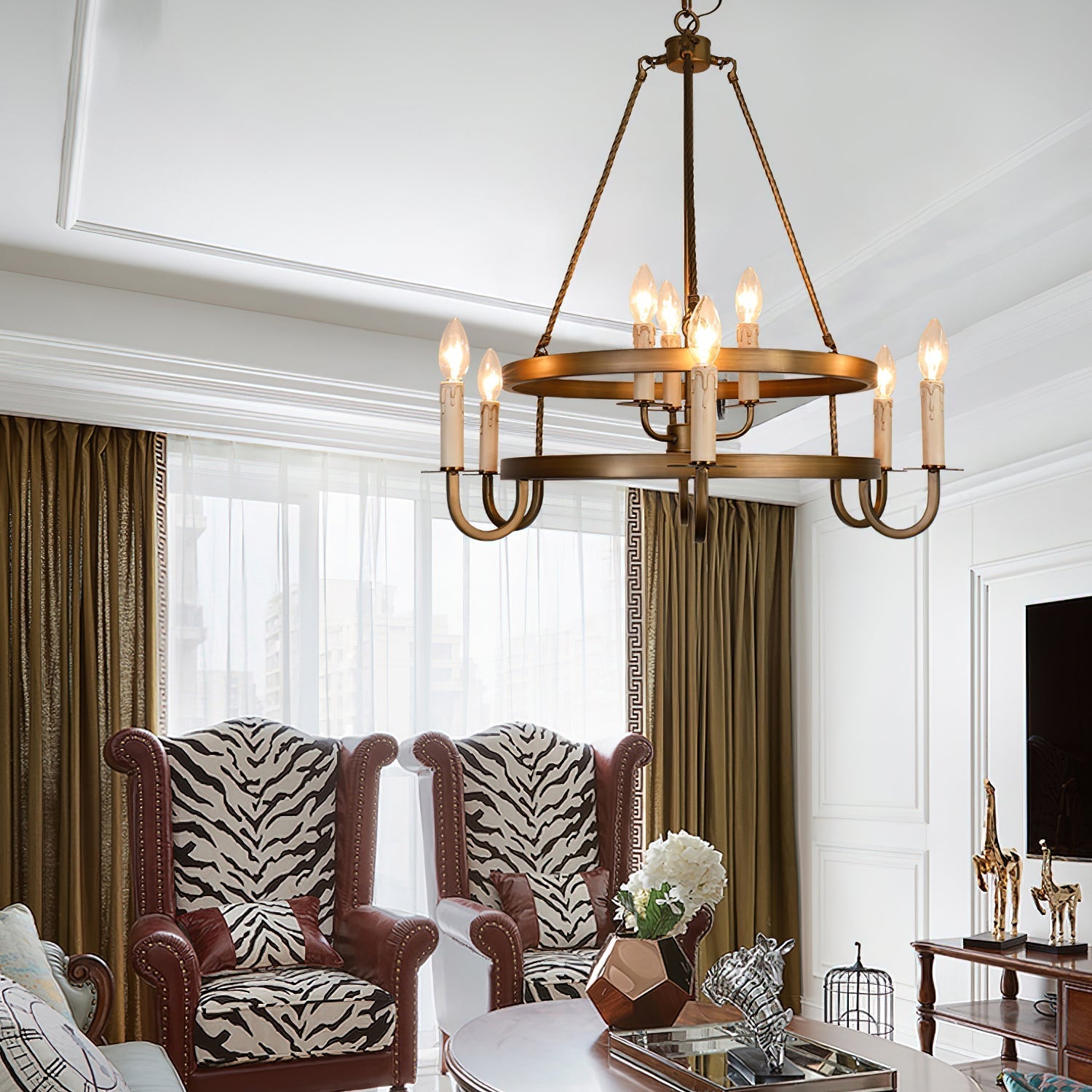 Vintara Brass Candle Chandelier - Letslighting