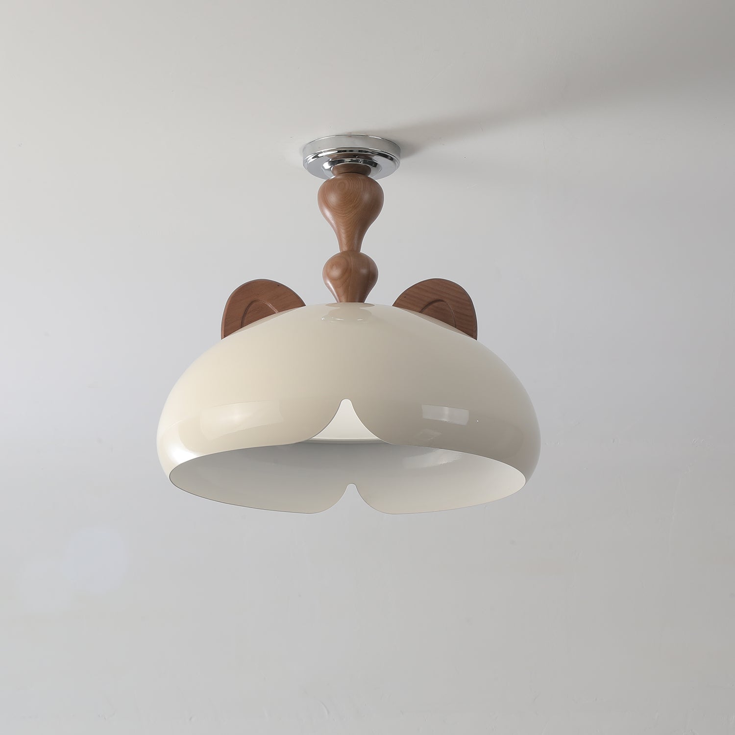 Cat Ceiling Light Glossy Dome Wood Ears - Letslighting