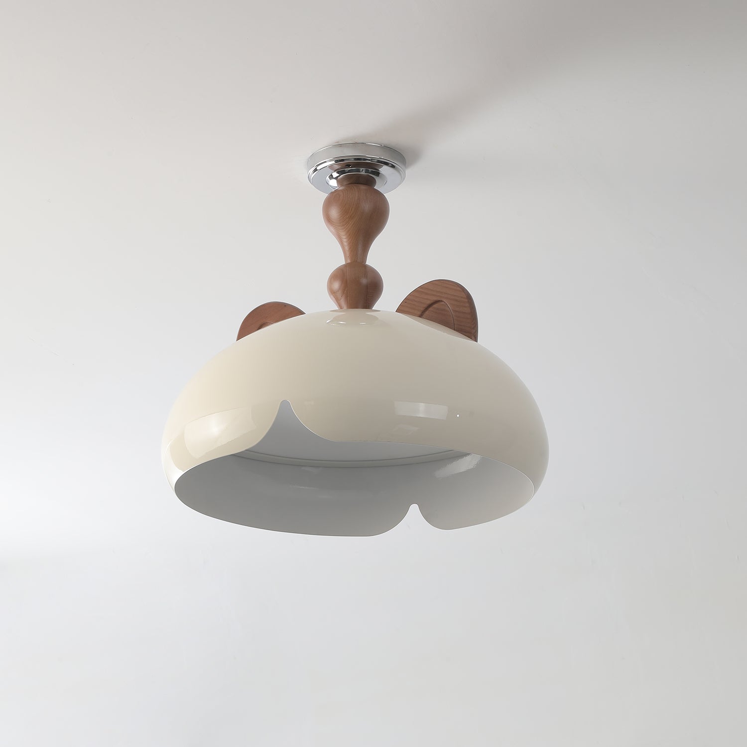 Cat Ceiling Light Glossy Dome Wood Ears - Letslighting