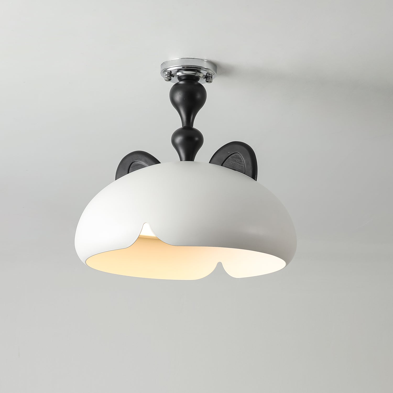 Cat Ceiling Light Glossy Dome Wood Ears - Letslighting