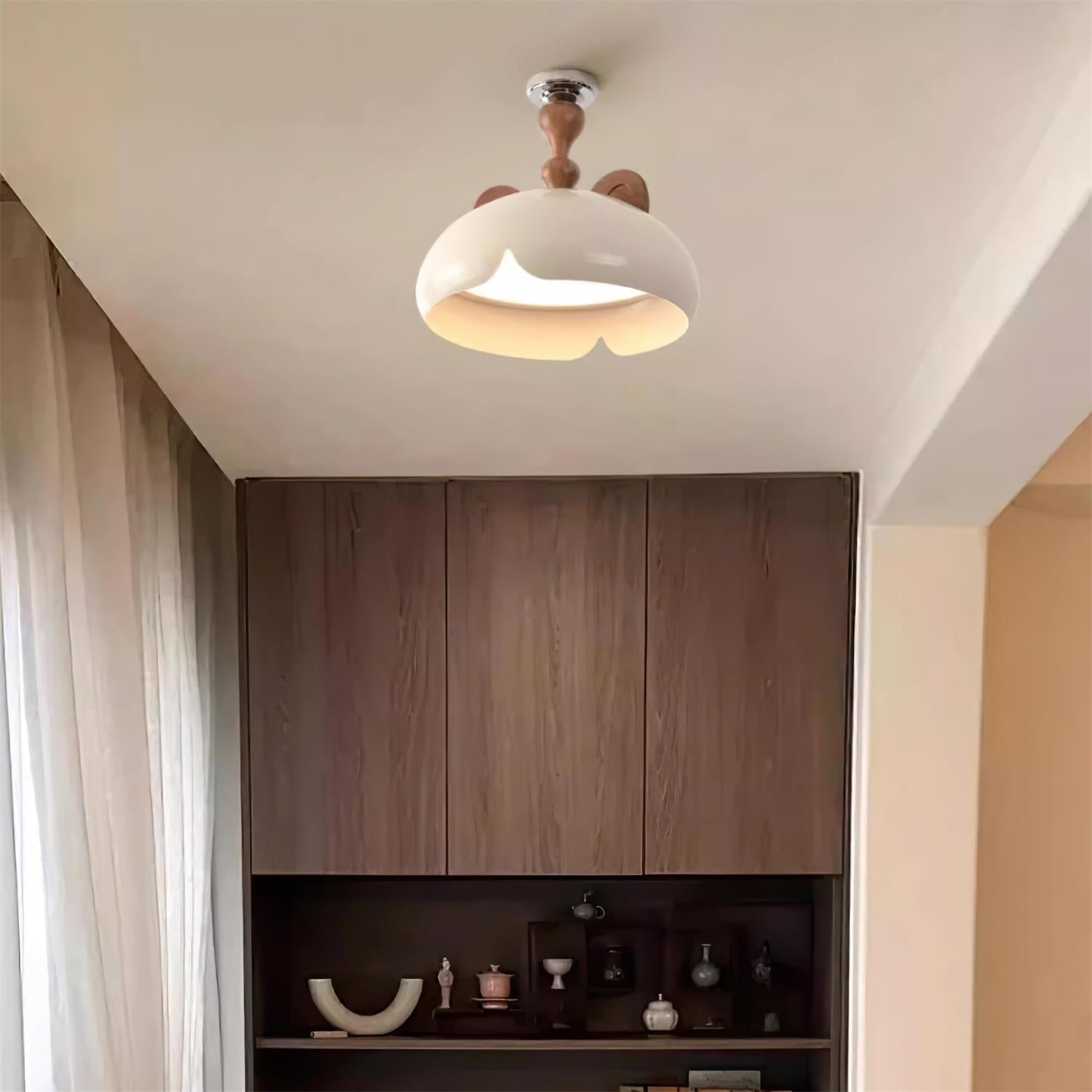 Cat Ceiling Light Glossy Dome Wood Ears - Letslighting