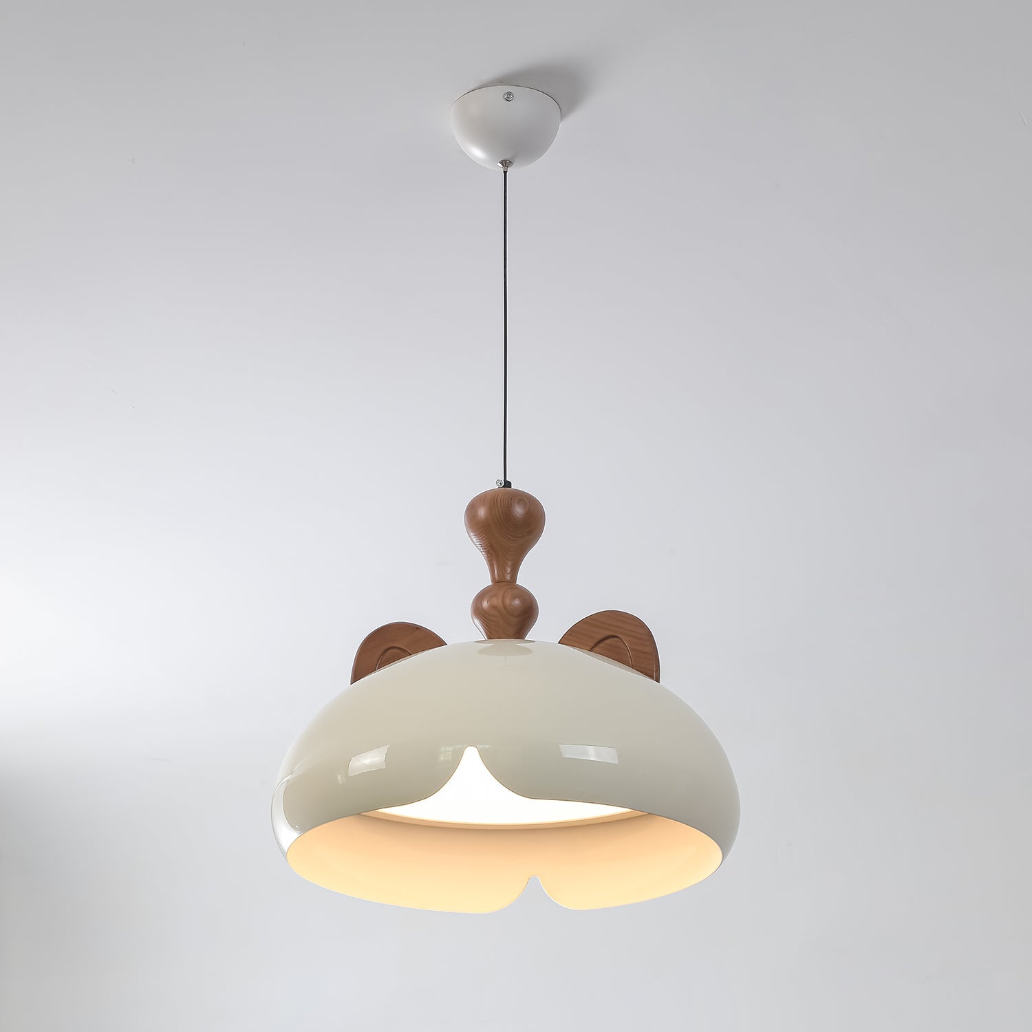 Cat Pendant Lamp Glossy Dome Wood Ears - Letslighting