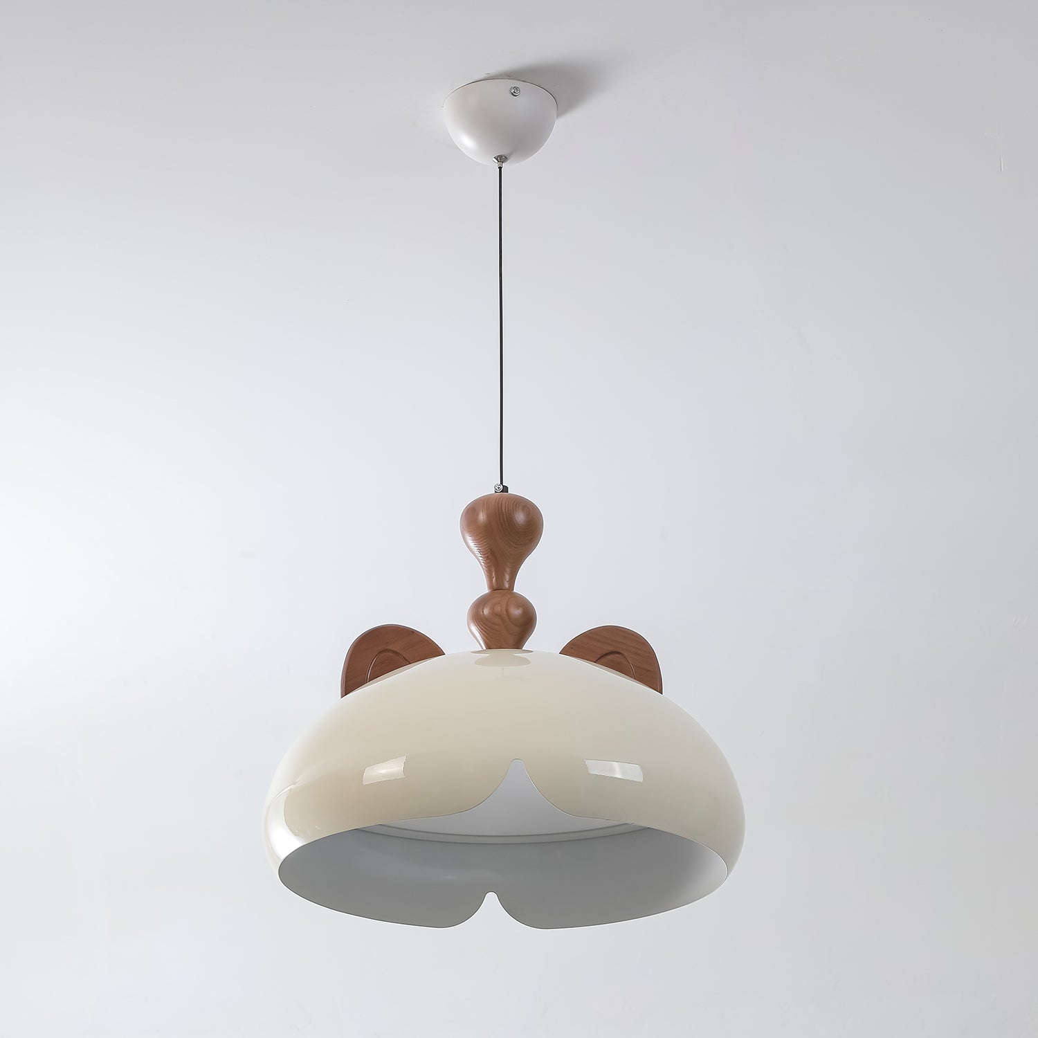 Cat Pendant Lamp Glossy Dome Wood Ears - Letslighting