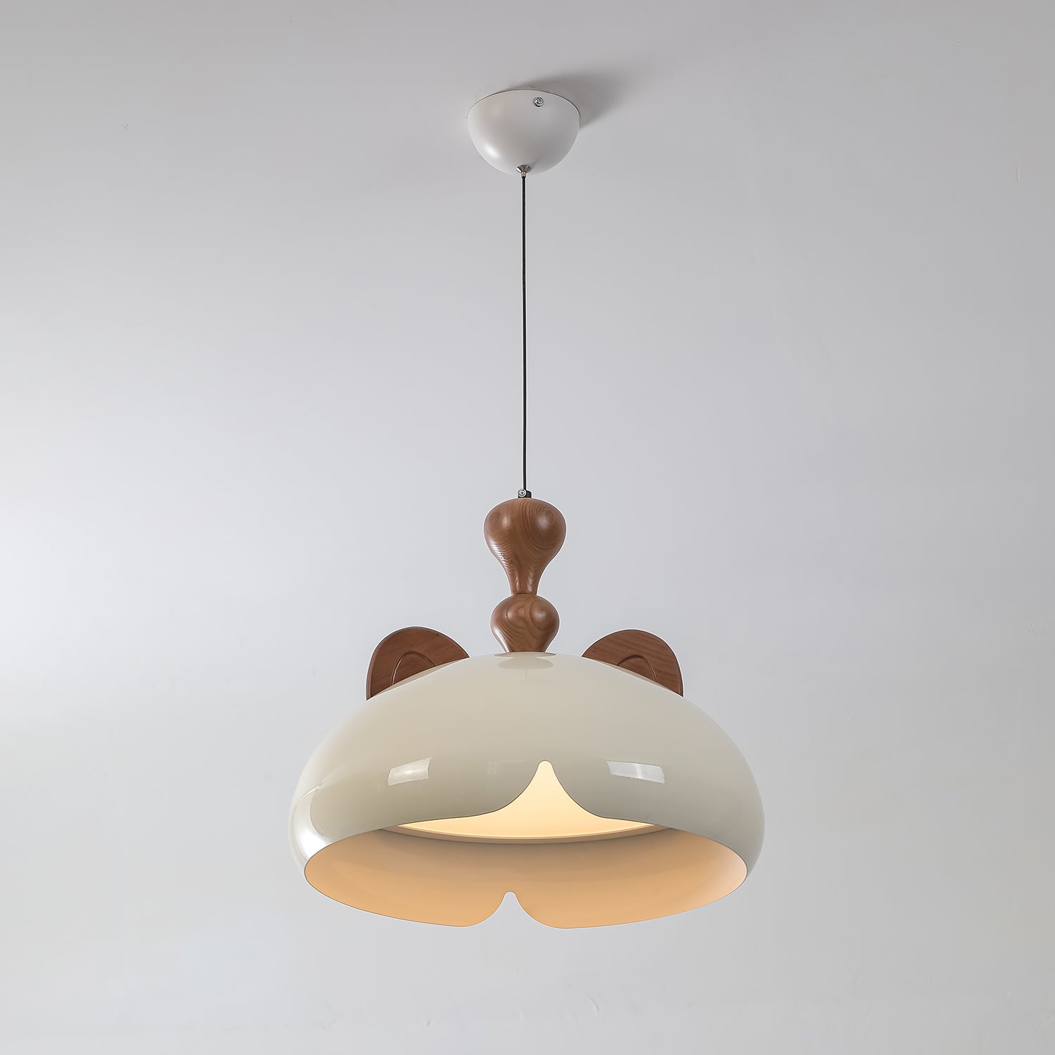 Cat Pendant Lamp Glossy Dome Wood Ears - Letslighting