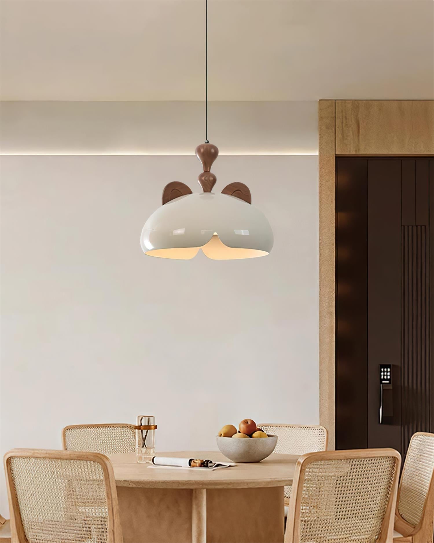Cat Pendant Lamp Glossy Dome Wood Ears - Letslighting