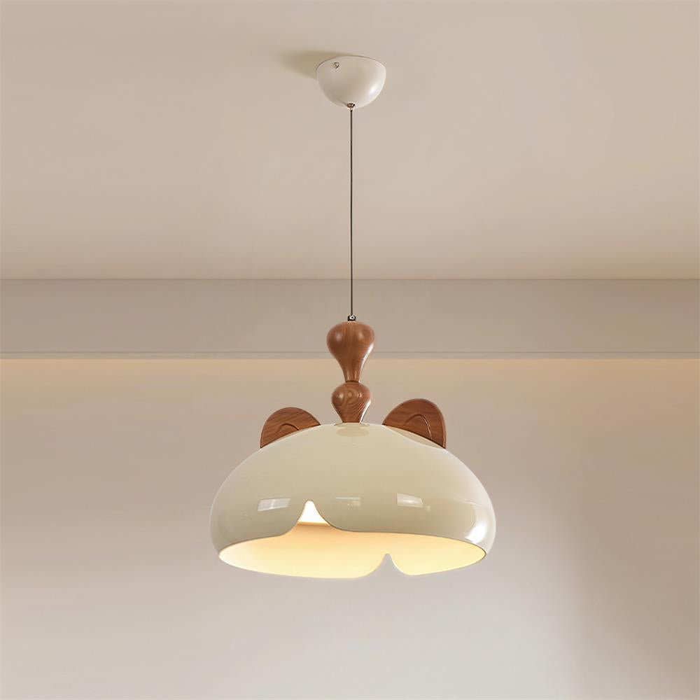 Cat Pendant Lamp Glossy Dome Wood Ears - Letslighting