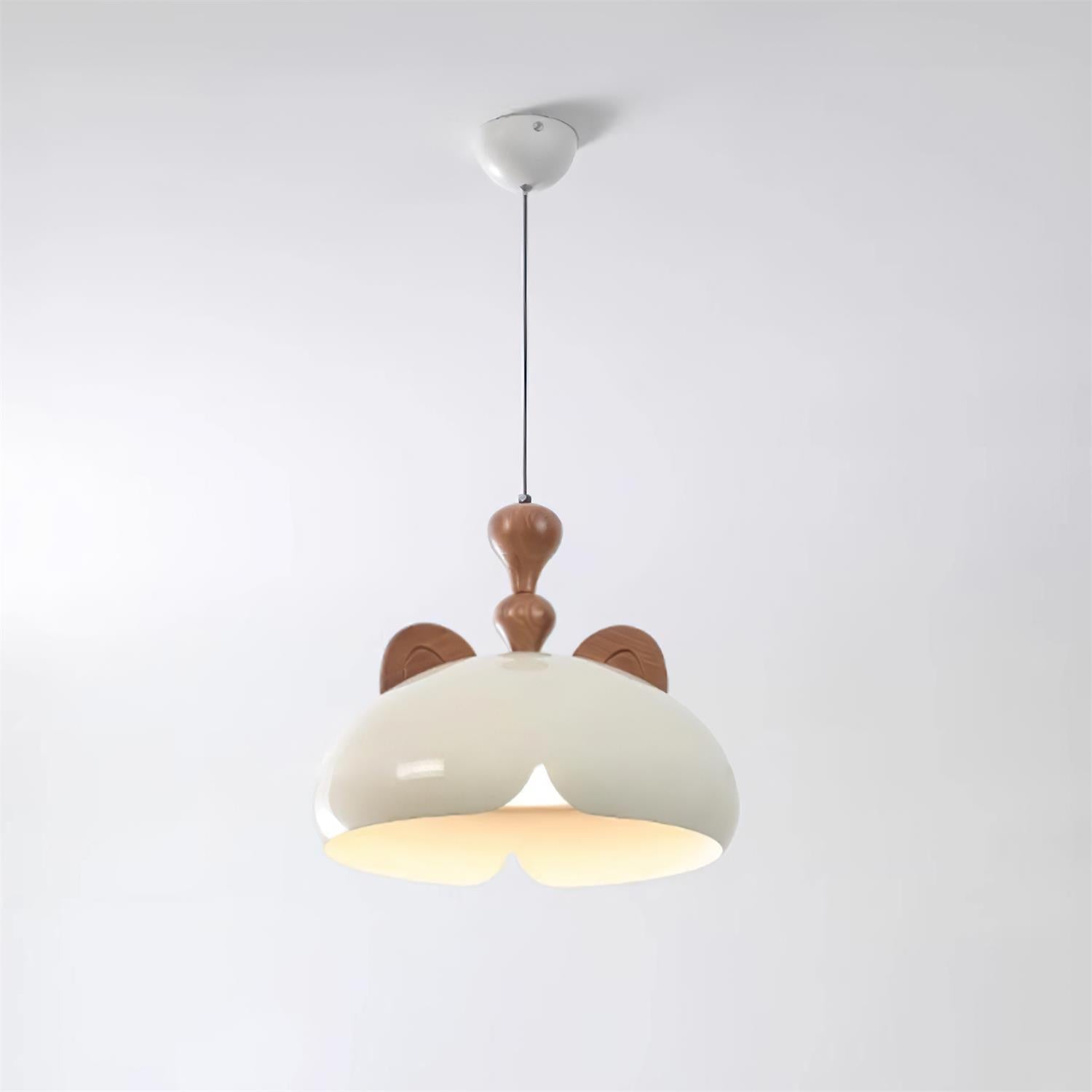 Cat Pendant Lamp Glossy Dome Wood Ears - Letslighting