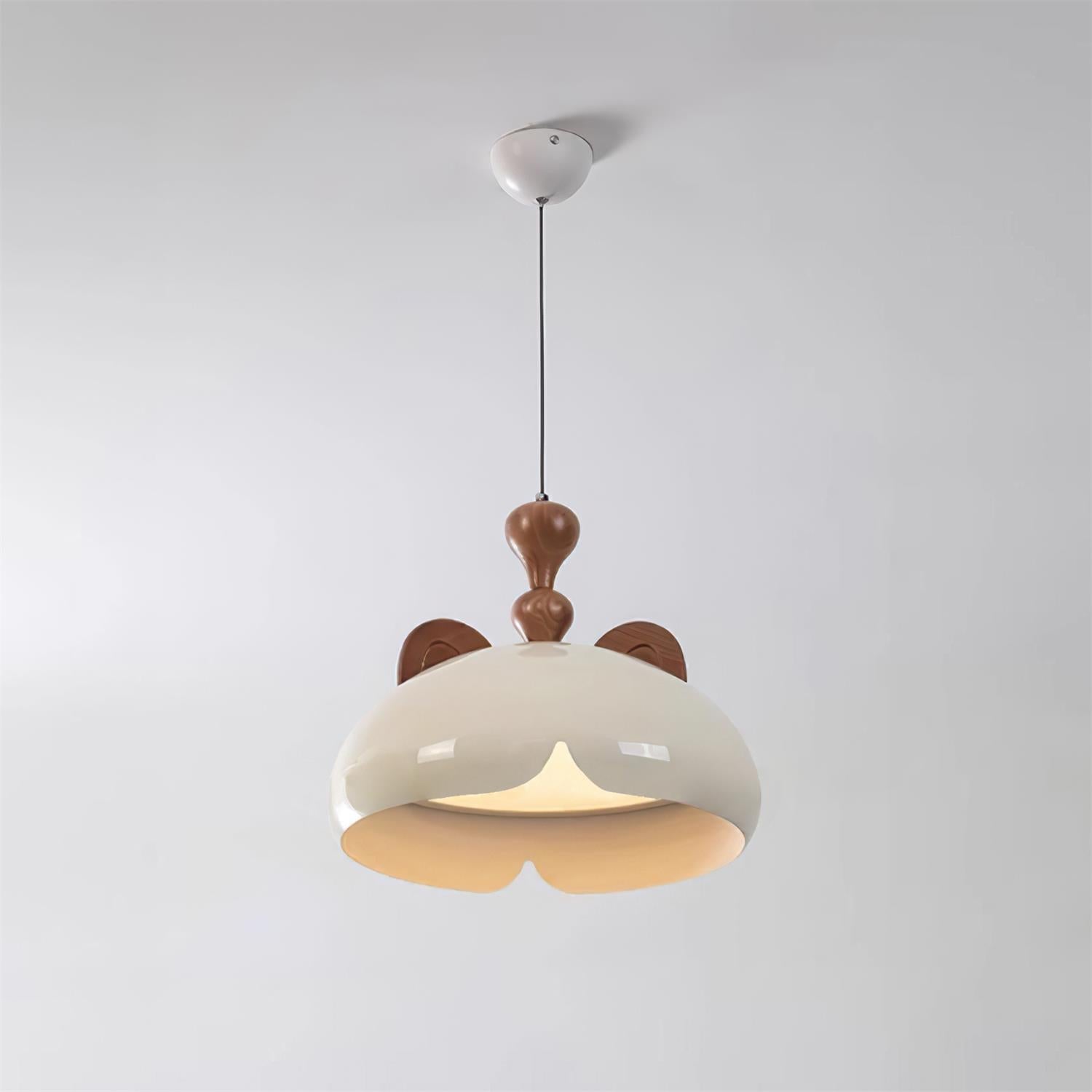 Cat Pendant Lamp Glossy Dome Wood Ears - Letslighting