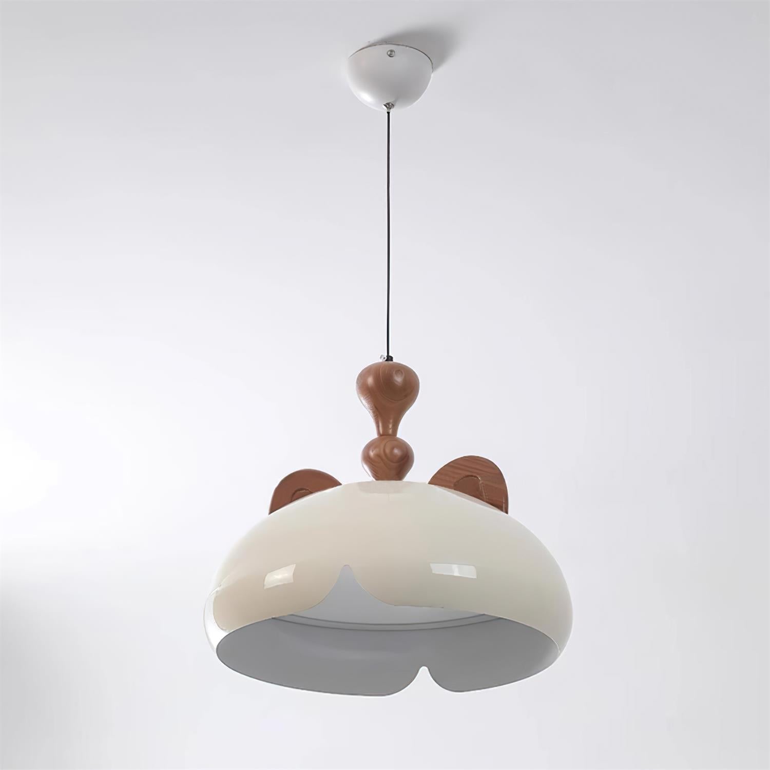 Cat Pendant Lamp Glossy Dome Wood Ears - Letslighting