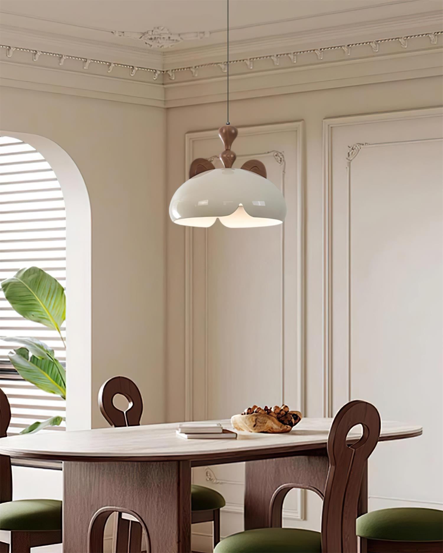 Cat Pendant Lamp Glossy Dome Wood Ears - Letslighting