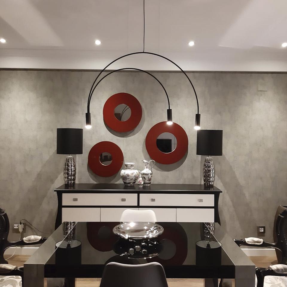 Solara Pendant Lamp Overlapping Cylinder Minimalist Dining Room - Letslighting