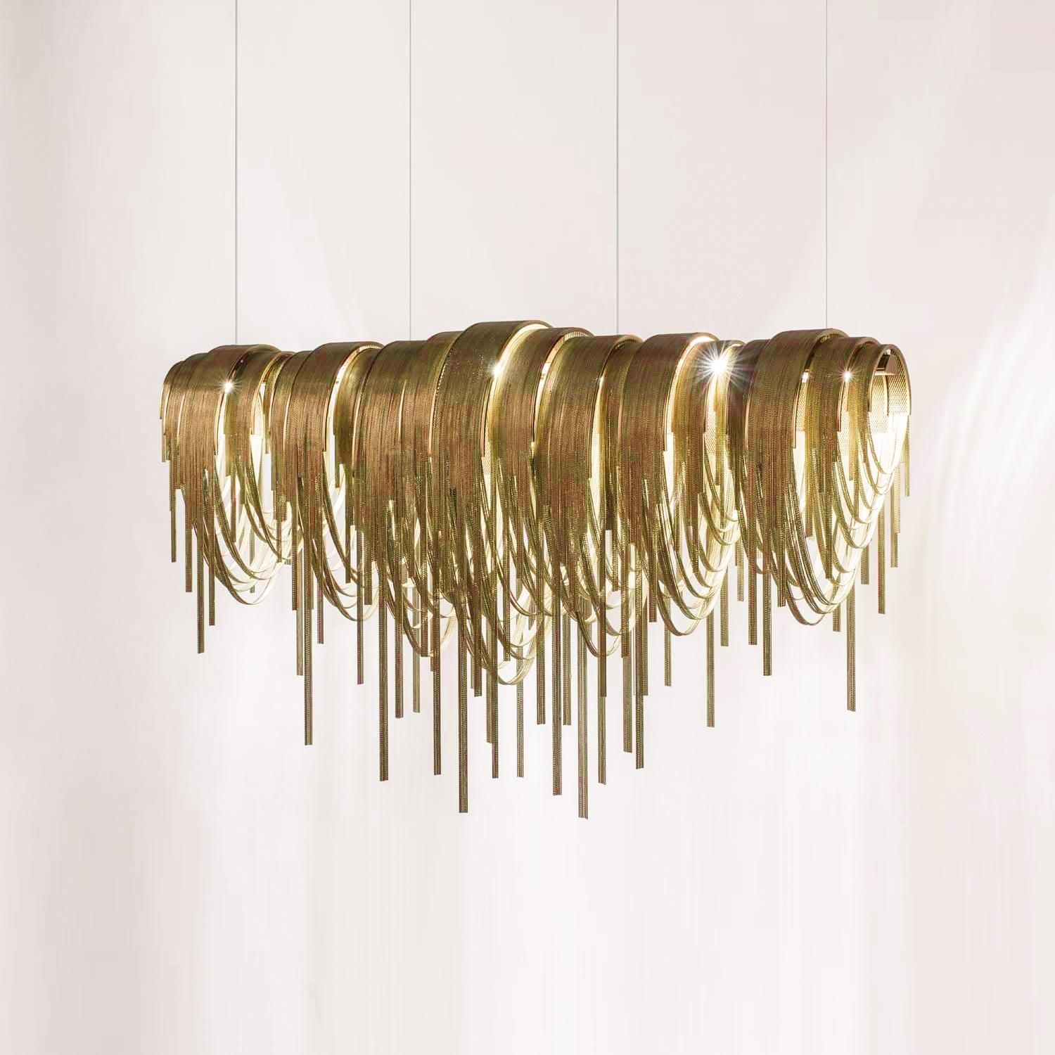 Lustra Chandelier Layered Chain Nickel Luxury - Letslighting