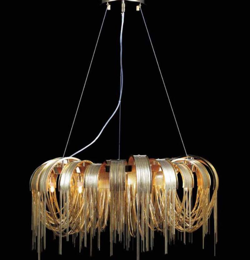Lustra Chandelier Layered Chain Nickel Luxury - Letslighting