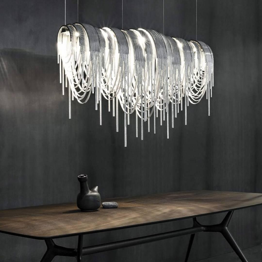 Lustra Chandelier Layered Chain Nickel Luxury - Letslighting