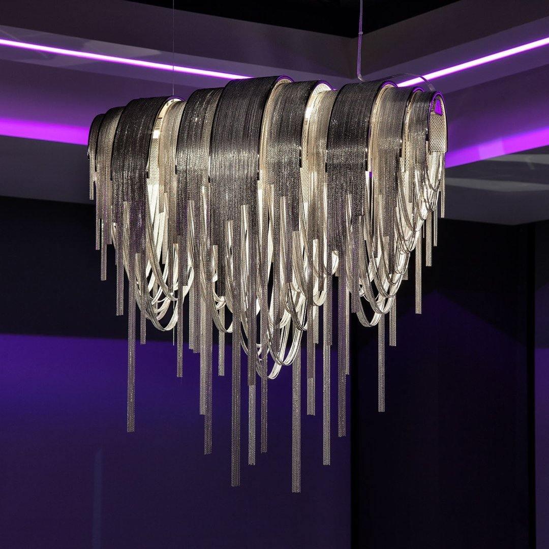 Lustra Chandelier Layered Chain Nickel Luxury - Letslighting