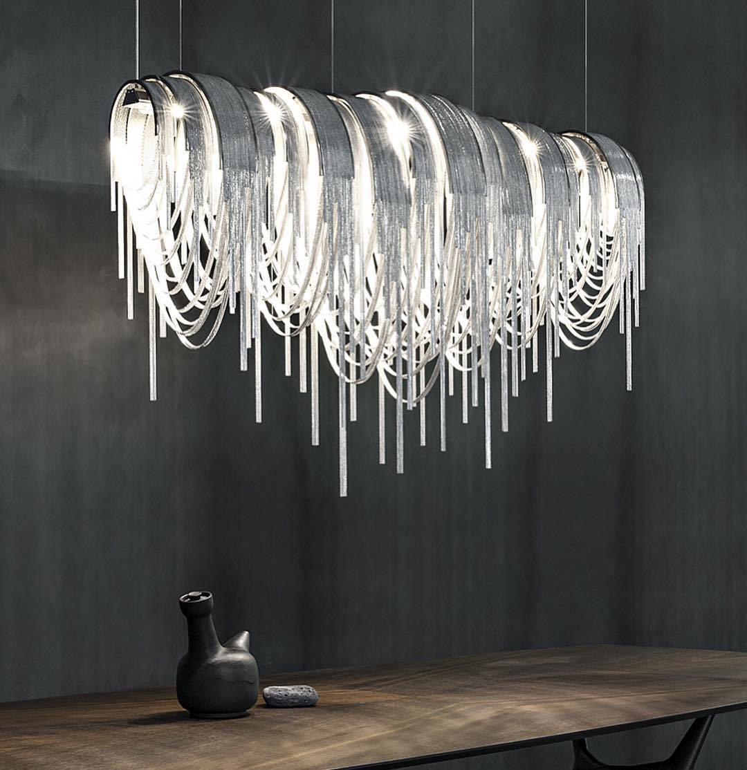 Lustra Chandelier Layered Chain Nickel Luxury - Letslighting