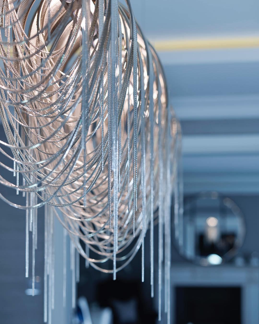 Lustra Chandelier Layered Chain Nickel Luxury - Letslighting