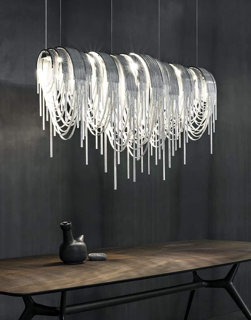 Lustra Chandelier Layered Chain Nickel Luxury - Letslighting