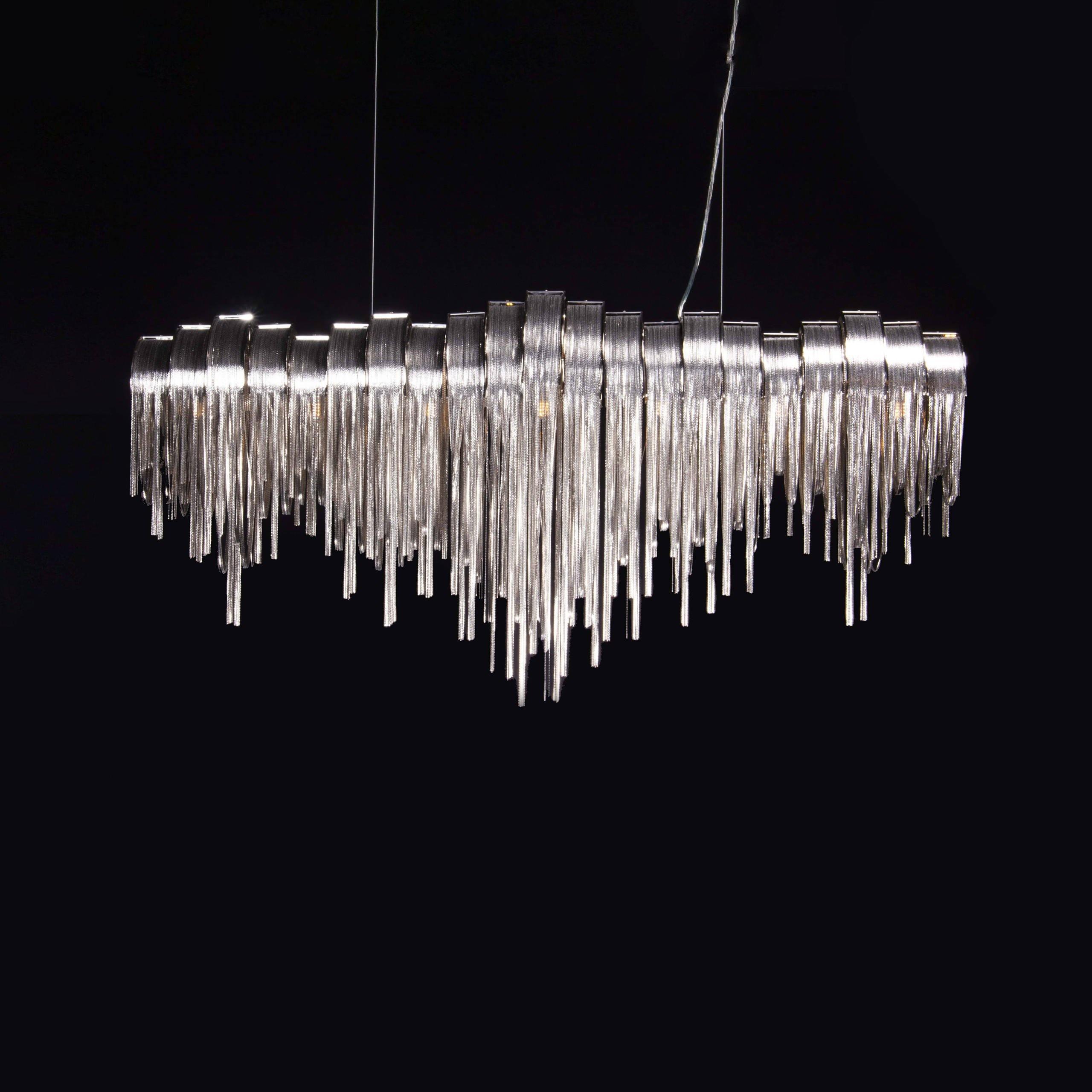 Lustra Chandelier Layered Chain Nickel Luxury - Letslighting