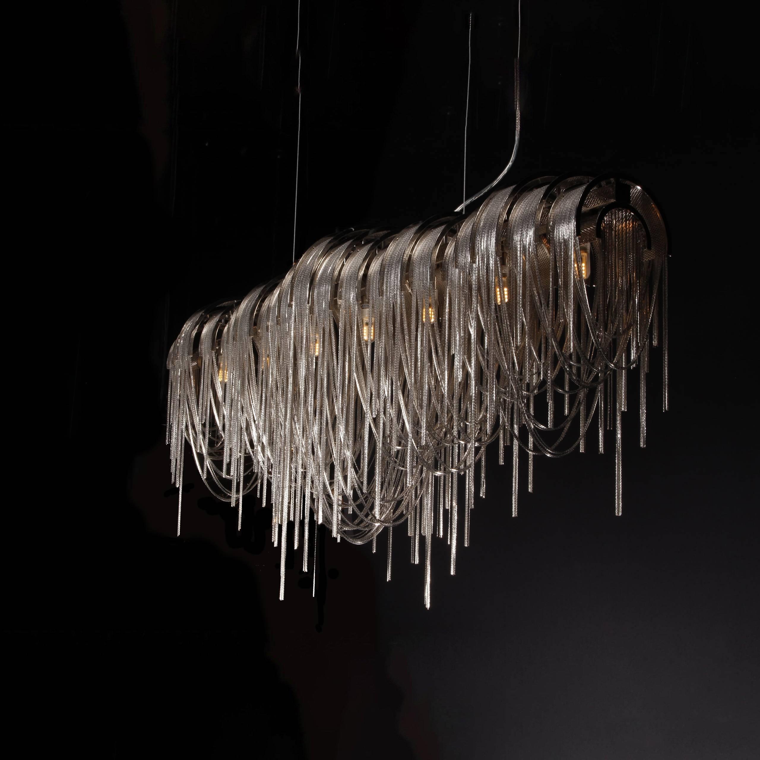 Lustra Chandelier Layered Chain Nickel Luxury - Letslighting