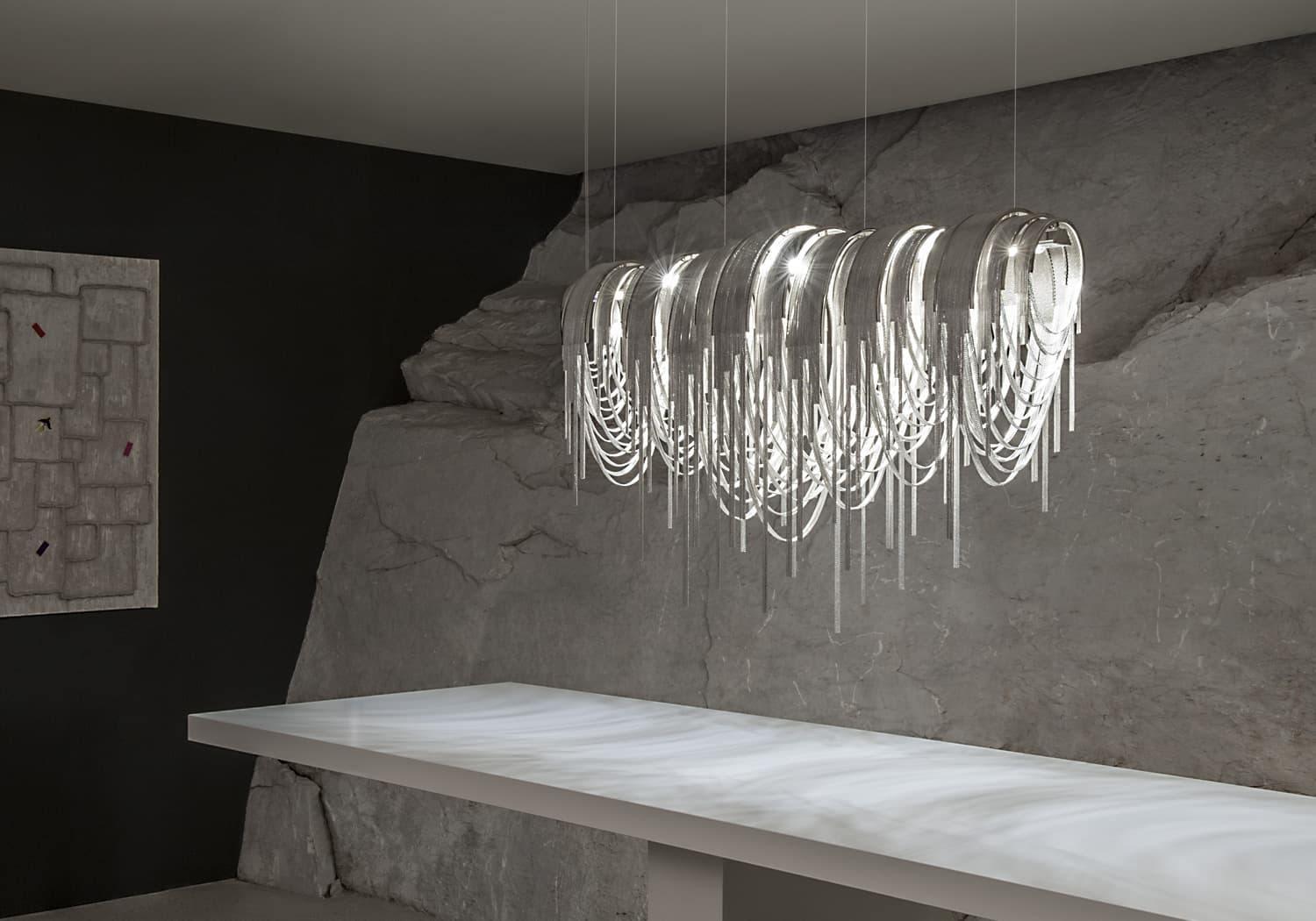 Lustra Chandelier Layered Chain Nickel Luxury - Letslighting