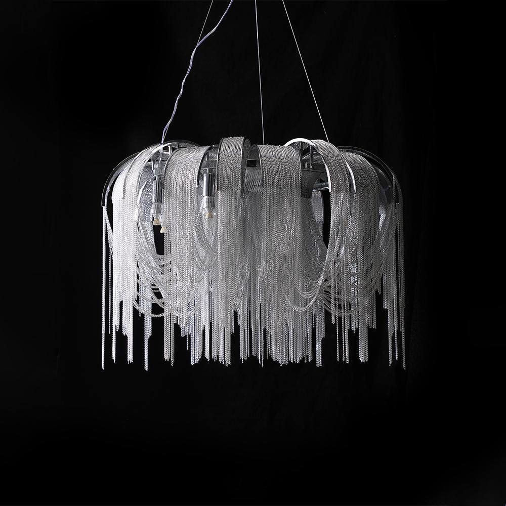 Lustra Chandelier Layered Chain Nickel Luxury - Letslighting