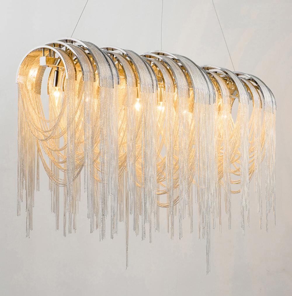 Lustra Chandelier Layered Chain Nickel Luxury - Letslighting