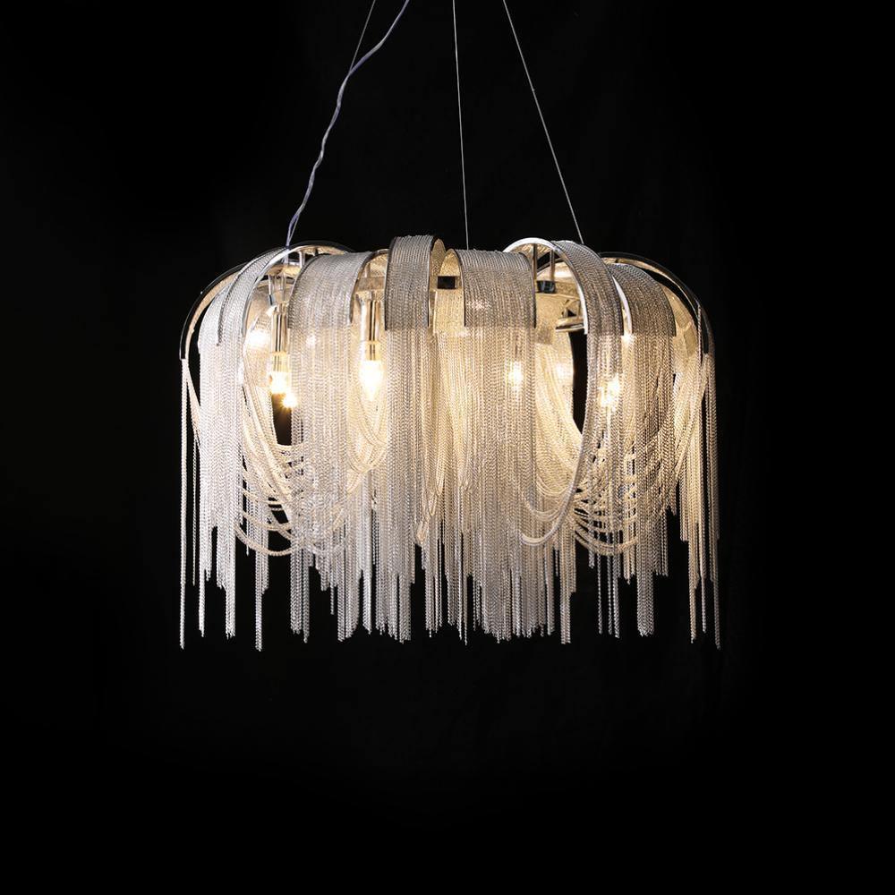 Lustra Chandelier Layered Chain Nickel Luxury - Letslighting