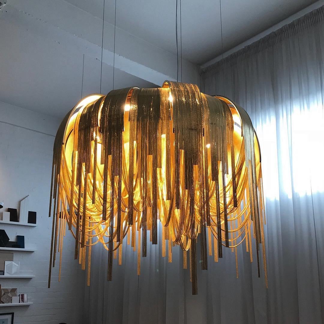 Lustra Chandelier Layered Chain Nickel Luxury - Letslighting