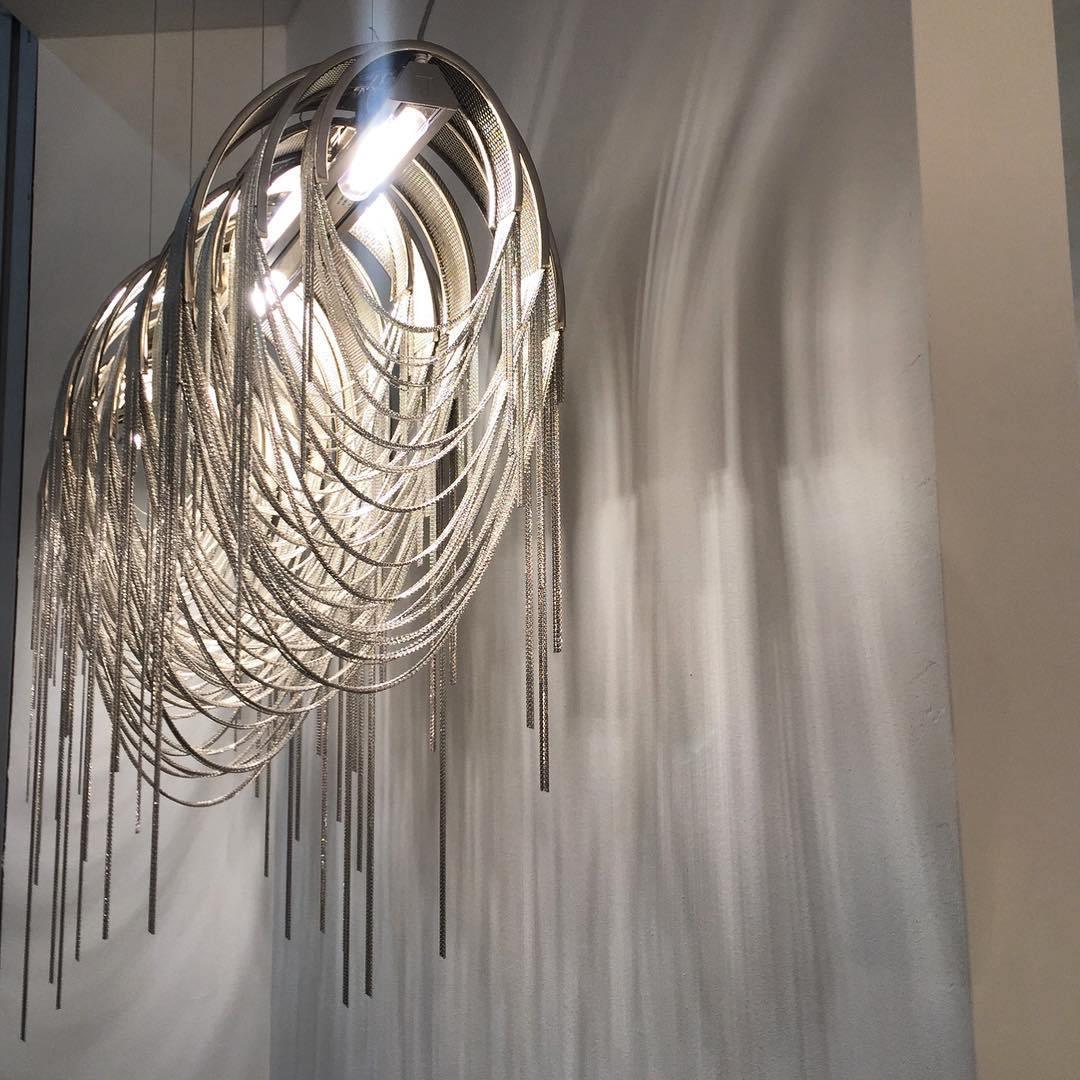 Lustra Chandelier Layered Chain Nickel Luxury - Letslighting