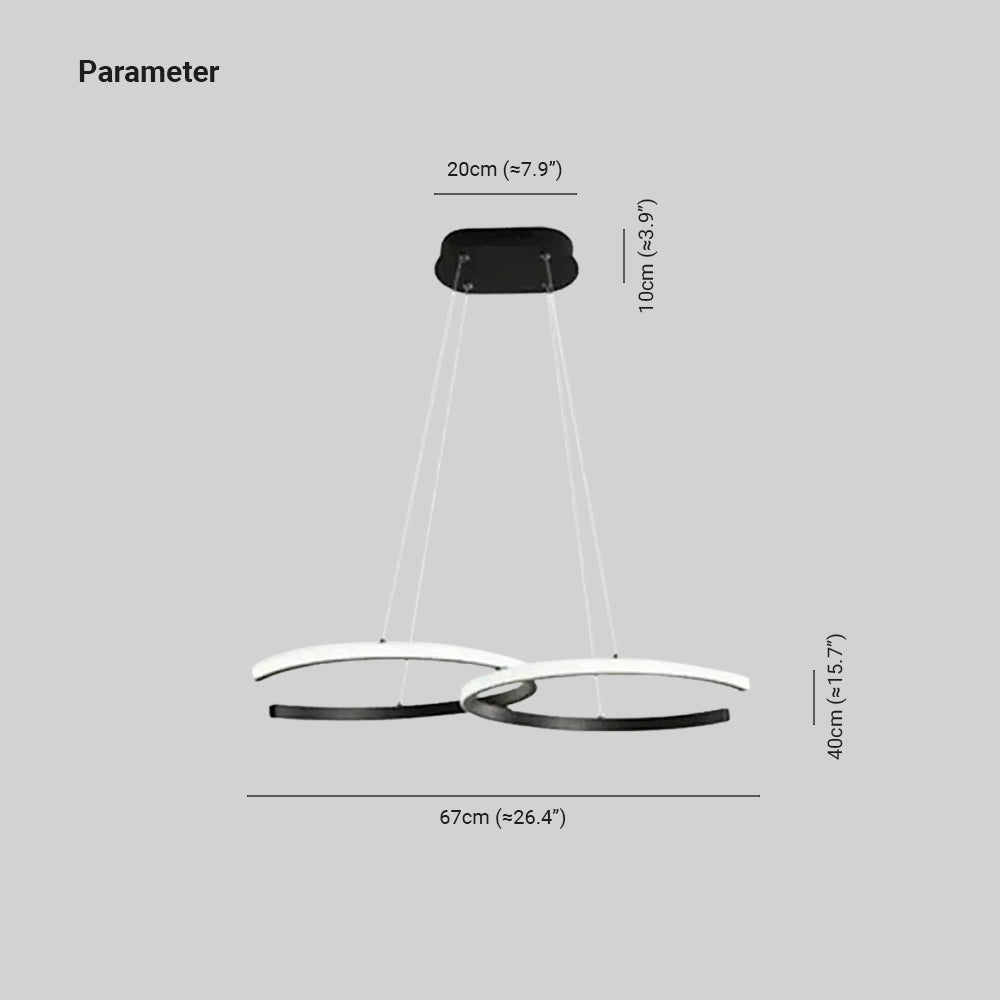 Arisha Modern Minimalist Pendant Light, Double-C