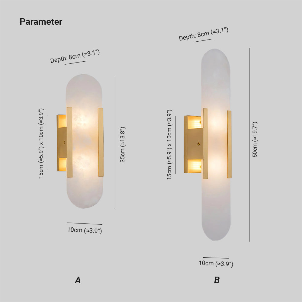 Kristy Luxury Elongated Alabaster Wall Lamp Copper Brass Black - Letslighting